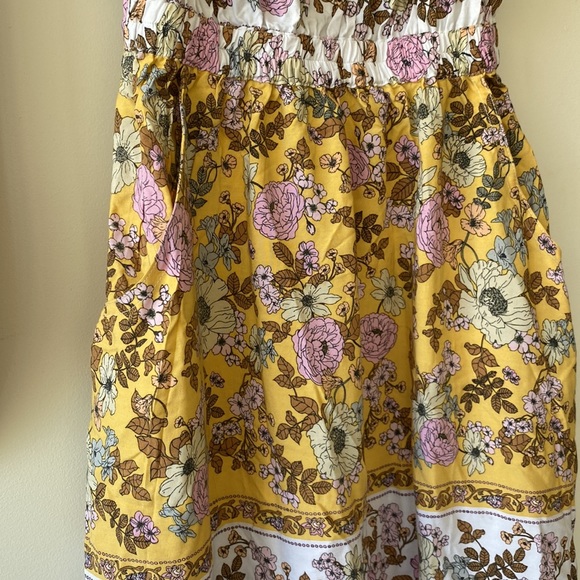 O’NEILL Ziggi Sunshine Yellow Boho Floral Boho Off The Shoulder Midi Dress NWT - Picture 9 of 14
